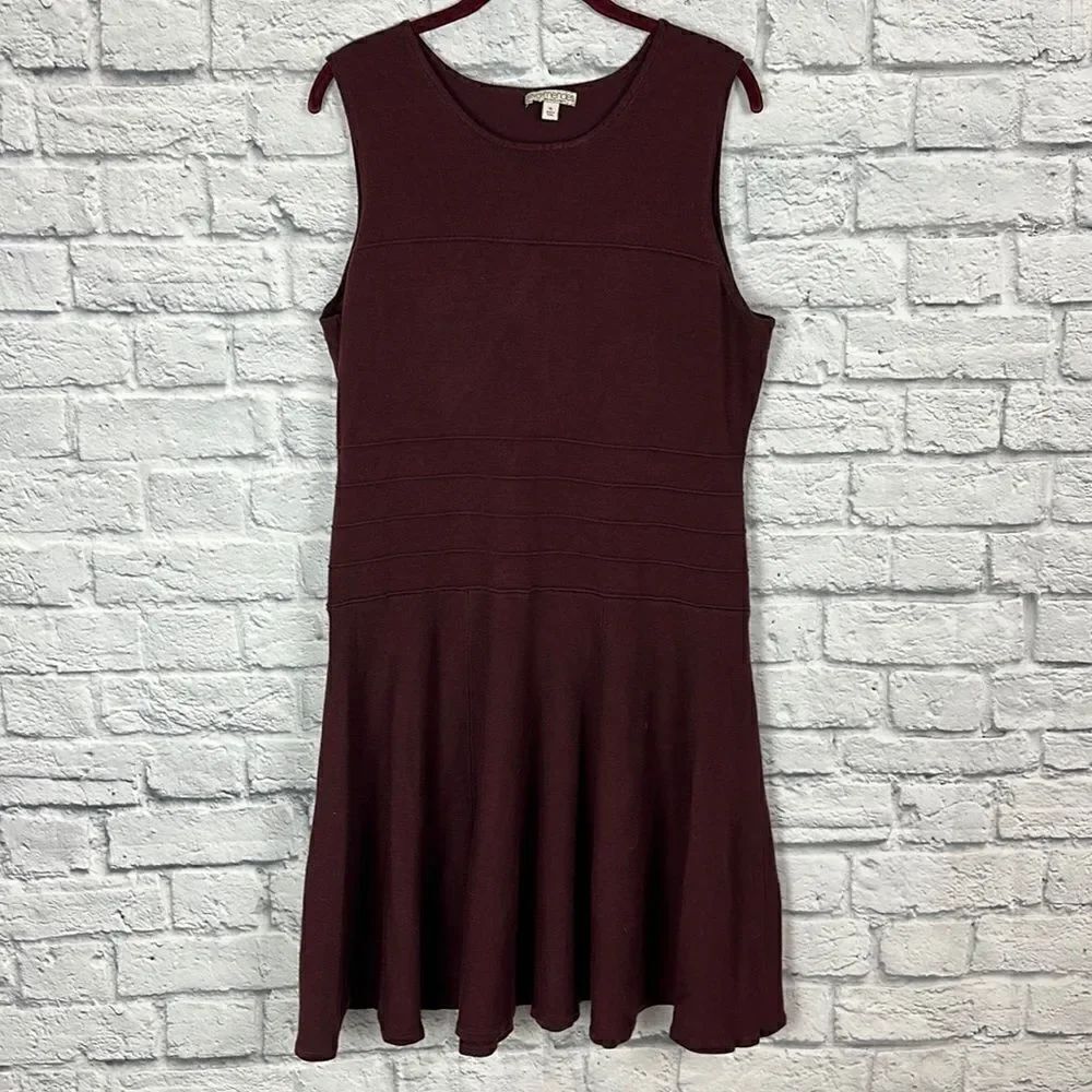 Eva Mendes New York & Company Burgundy Knit Dress Size XL